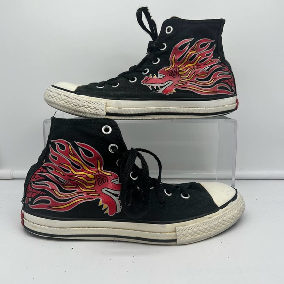 Converse Other - Converse Shoes Kids 3 Youth Dragon Chuck Taylor High Skate Sneaker Black Red